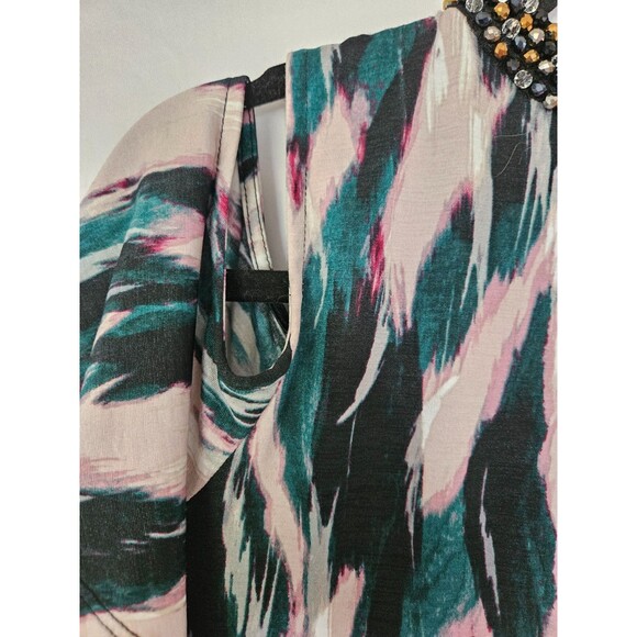 Jennifer Lopez Beaded Jewel Cold Shoulder Blouse XS - Picture 6 of 9